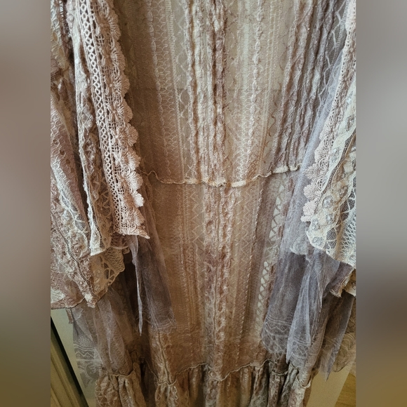 Oragami Lace Duster Vest with High-Low Hem M - Picture 10 of 12